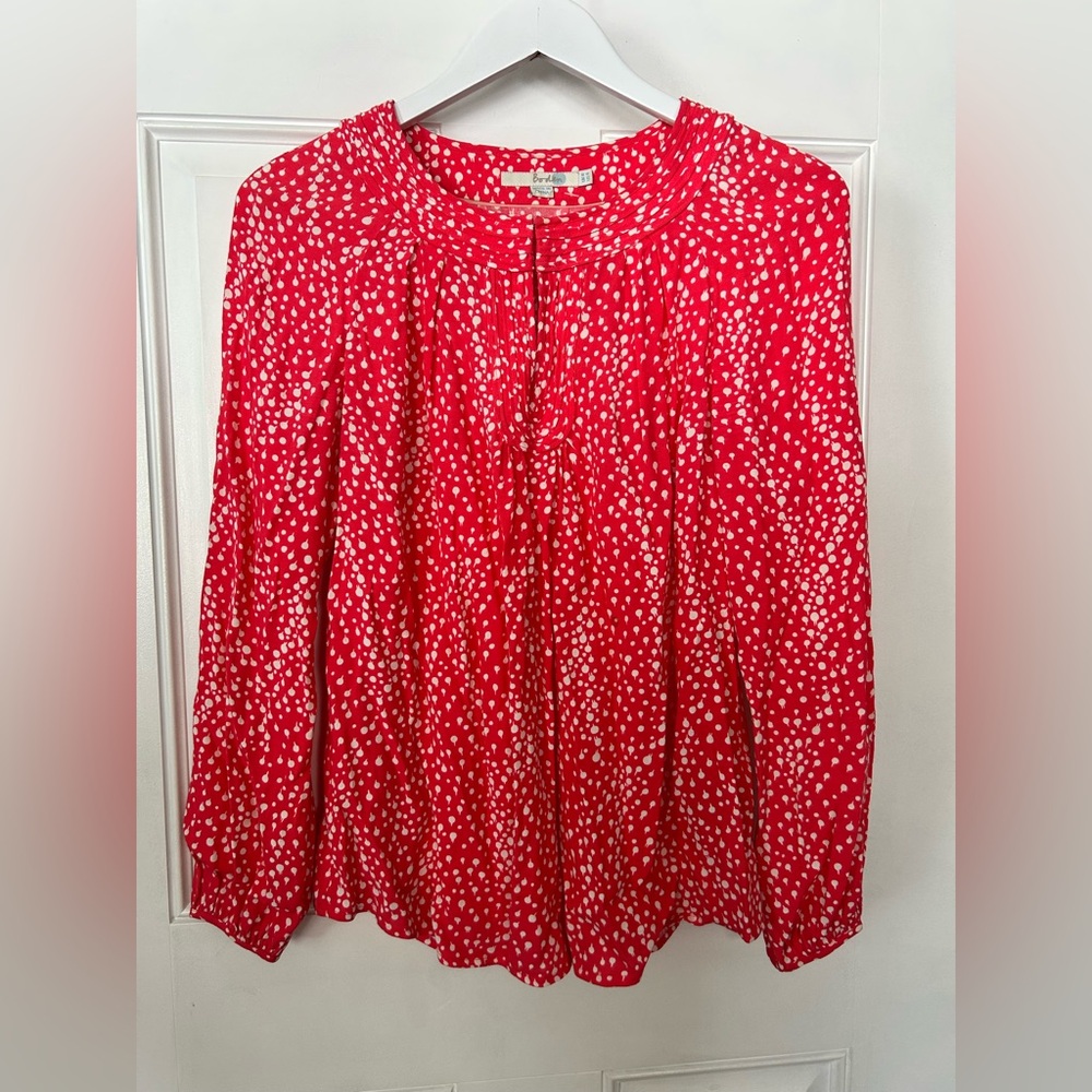 Boden Red Blouse with White Speckles